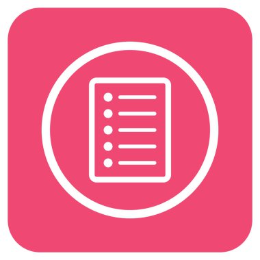 Vektör simge listesi sayfa düz kare