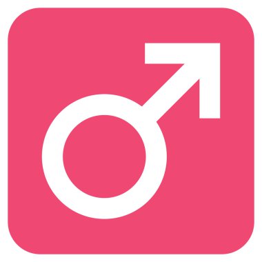 Erkek sembolü düz kare vektör simgesi