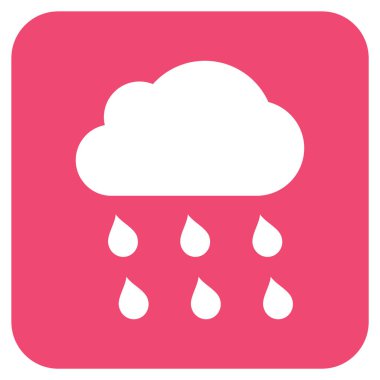 Yağmur bulutu düz kare vektör simgesi