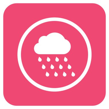 Yağmur bulutu düz kare vektör simgesi