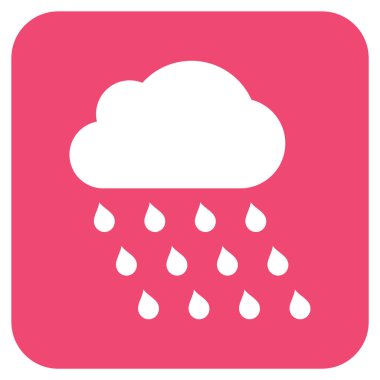 Yağmur bulutu düz kare vektör simgesi