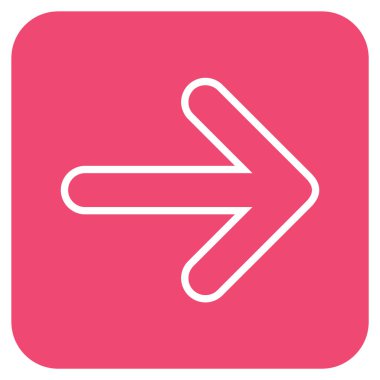 Yuvarlak ok sağ düz vektör simgesi kare