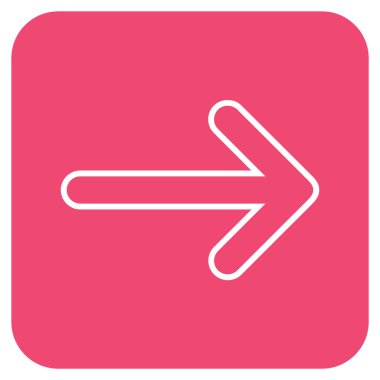 Yuvarlak ok sağ düz vektör simgesi kare