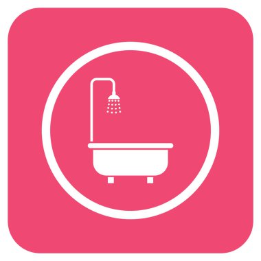 Duş banyo düz kare vektör simgesi