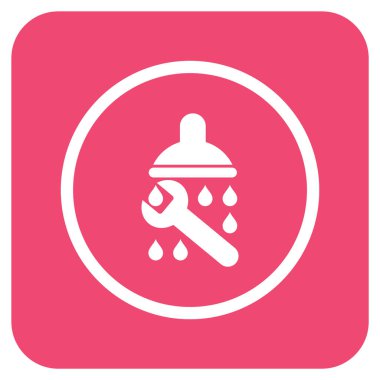 Duş sıhhi tesisat düz kare vektör simgesi