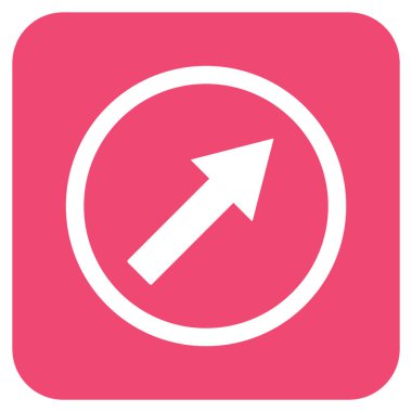 Yukarı sağ yuvarlak ok düz kare vektör simgesi