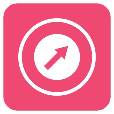 Yukarı sağ yuvarlak ok düz kare vektör simgesi