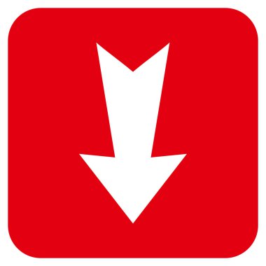 Düz aşağı ok vektör simgesi kare