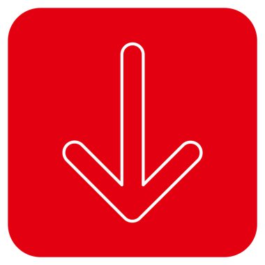 Düz aşağı ok vektör simgesi kare