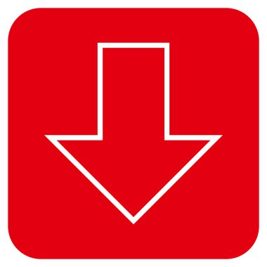 Düz aşağı ok vektör simgesi kare