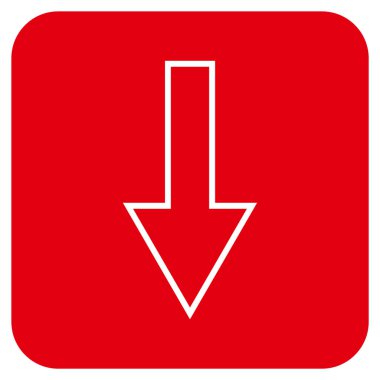 Düz aşağı ok vektör simgesi kare