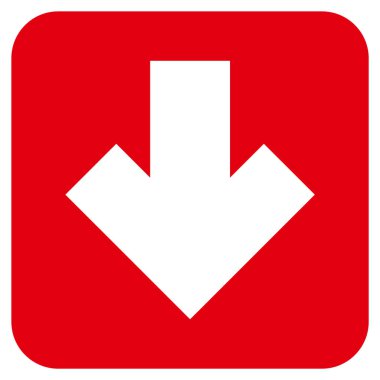 Düz aşağı ok vektör simgesi kare