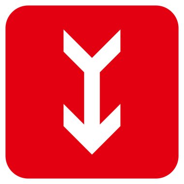 Düz aşağı ok vektör simgesi kare