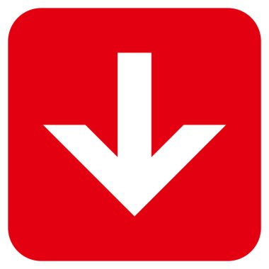 Düz aşağı ok vektör simgesi kare