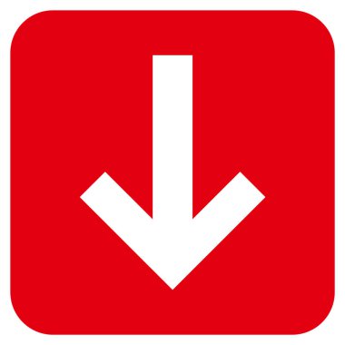 Düz aşağı ok vektör simgesi kare