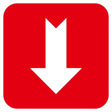 Düz aşağı ok vektör simgesi kare