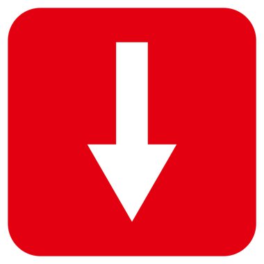 Düz aşağı ok vektör simgesi kare