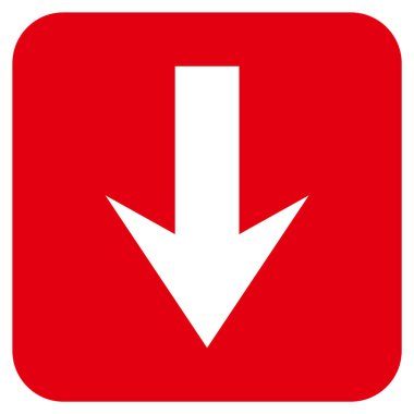 Düz aşağı ok vektör simgesi kare