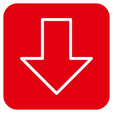 Düz aşağı ok vektör simgesi kare