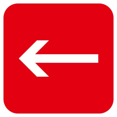 Düz sol ok vektör simgesi kare