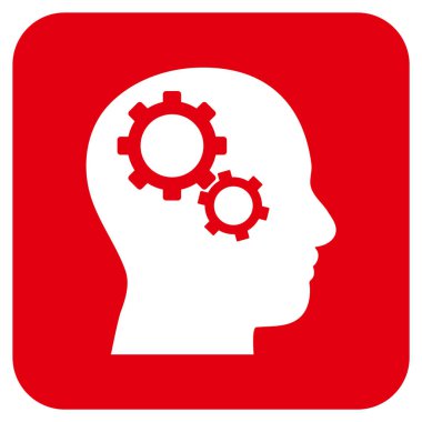 Beyin vites düz kare vektör simgesi