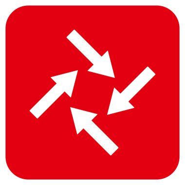 Merkezcil oklar düz kare vektör simgesi