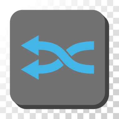 Shuffle oklar sola yuvarlak kare vektör düğmesi