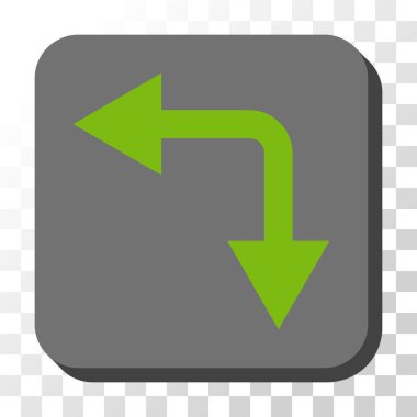 Bifurkasyon ok sol aşağı kare vektör düğmesini yuvarlak