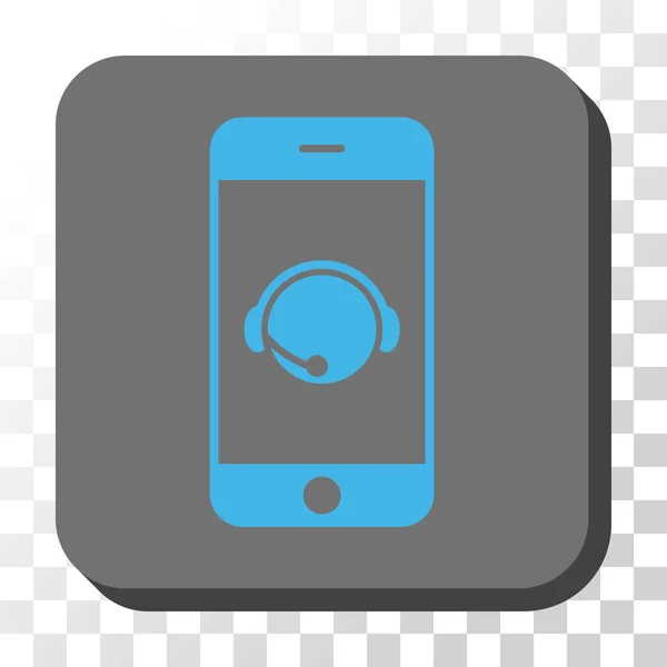 Bouton vectoriel carré arrondi de tête de contact d'opérateur de téléphone intelligent — Image vectorielle