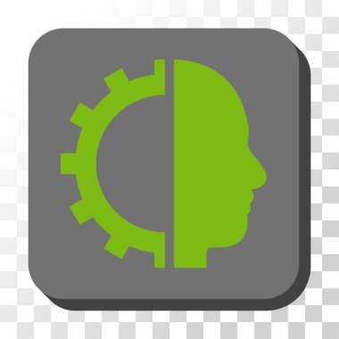 Cyborg dişli yuvarlak kare vektör düğmesi