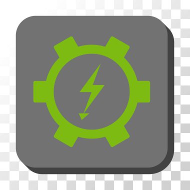 Elektrik enerji Dişli çark yuvarlak kare vektör düğmesi