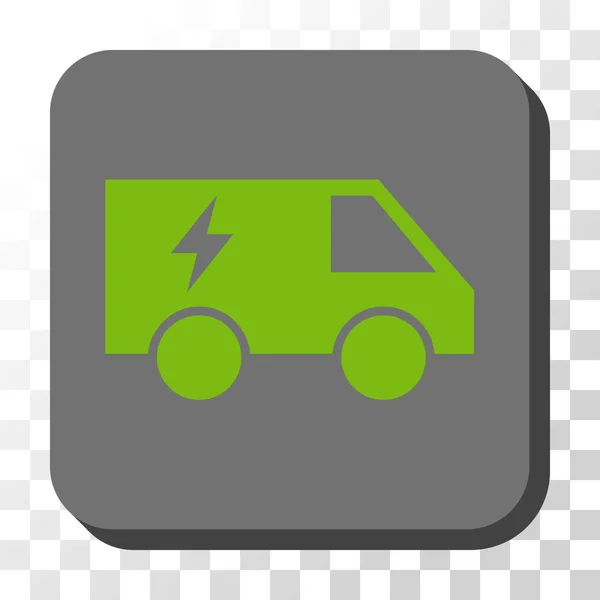 Botón cuadrado redondeado del vector del coche eléctrico de la energía — Vector de stock
