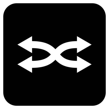 Shuffle okları yatay düz kare vektör simgesi