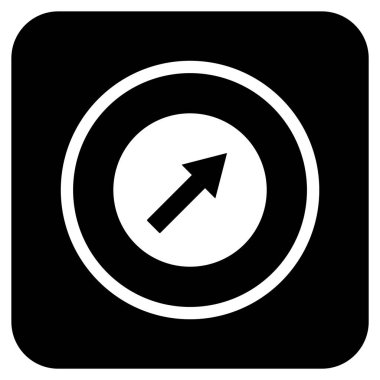 Yukarı sağ yuvarlak ok düz kare vektör simgesi