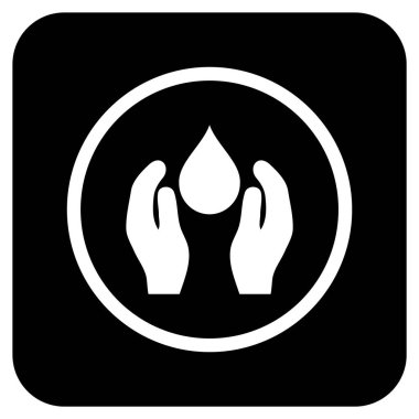 Su bakımı düz kare vektör simgesi