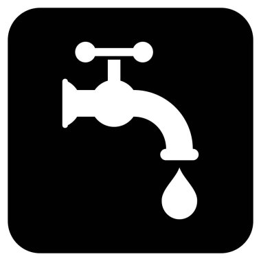Su musluk düz kare vektör simgesi