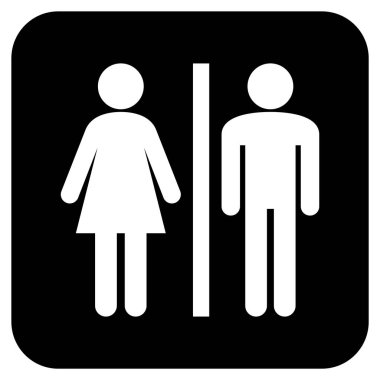 WC kişi düz kare vektör simgesi