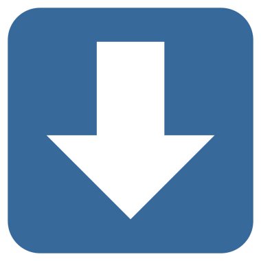 Düz aşağı ok vektör simgesi kare