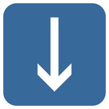 Düz aşağı ok vektör simgesi kare