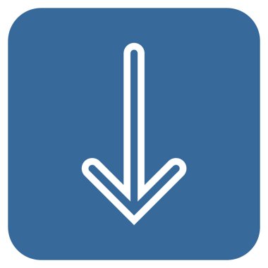 Düz aşağı ok vektör simgesi kare