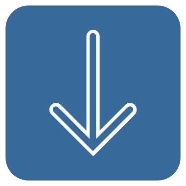 Düz aşağı ok vektör simgesi kare