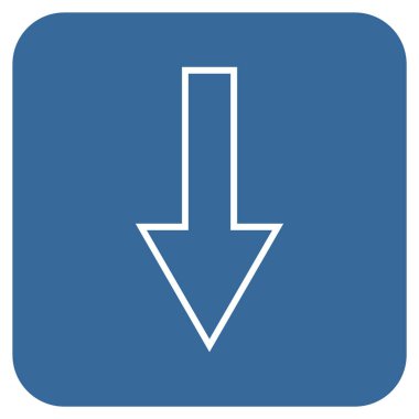 Düz aşağı ok vektör simgesi kare