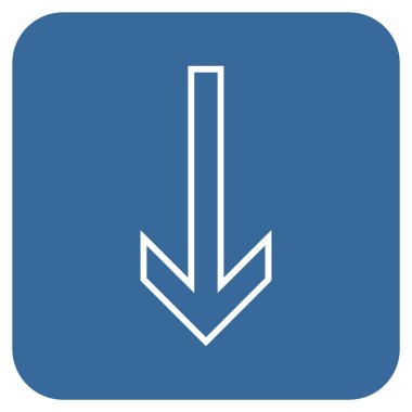 Düz aşağı ok vektör simgesi kare