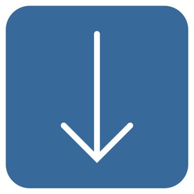 Düz aşağı ok vektör simgesi kare