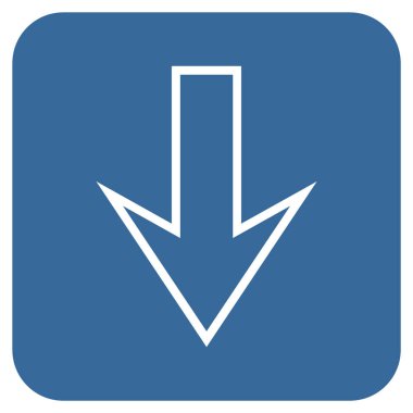 Düz aşağı ok vektör simgesi kare