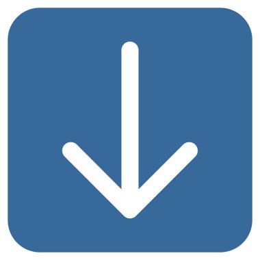 Düz aşağı ok vektör simgesi kare