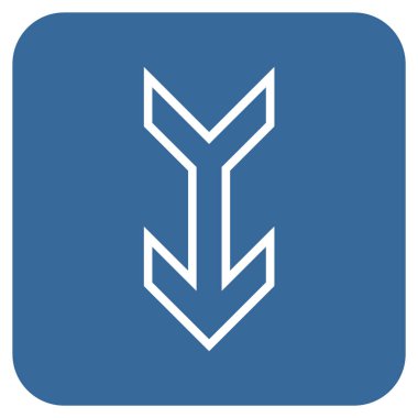 Düz aşağı ok vektör simgesi kare