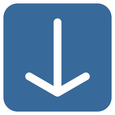 Düz aşağı ok vektör simgesi kare