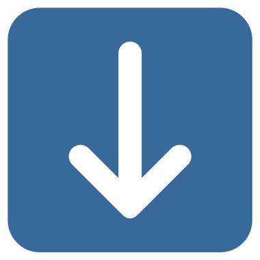 Düz aşağı ok vektör simgesi kare