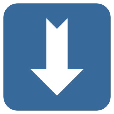 Düz aşağı ok vektör simgesi kare